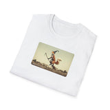 Fox riding on a broomstick with a witches hat t-shirt