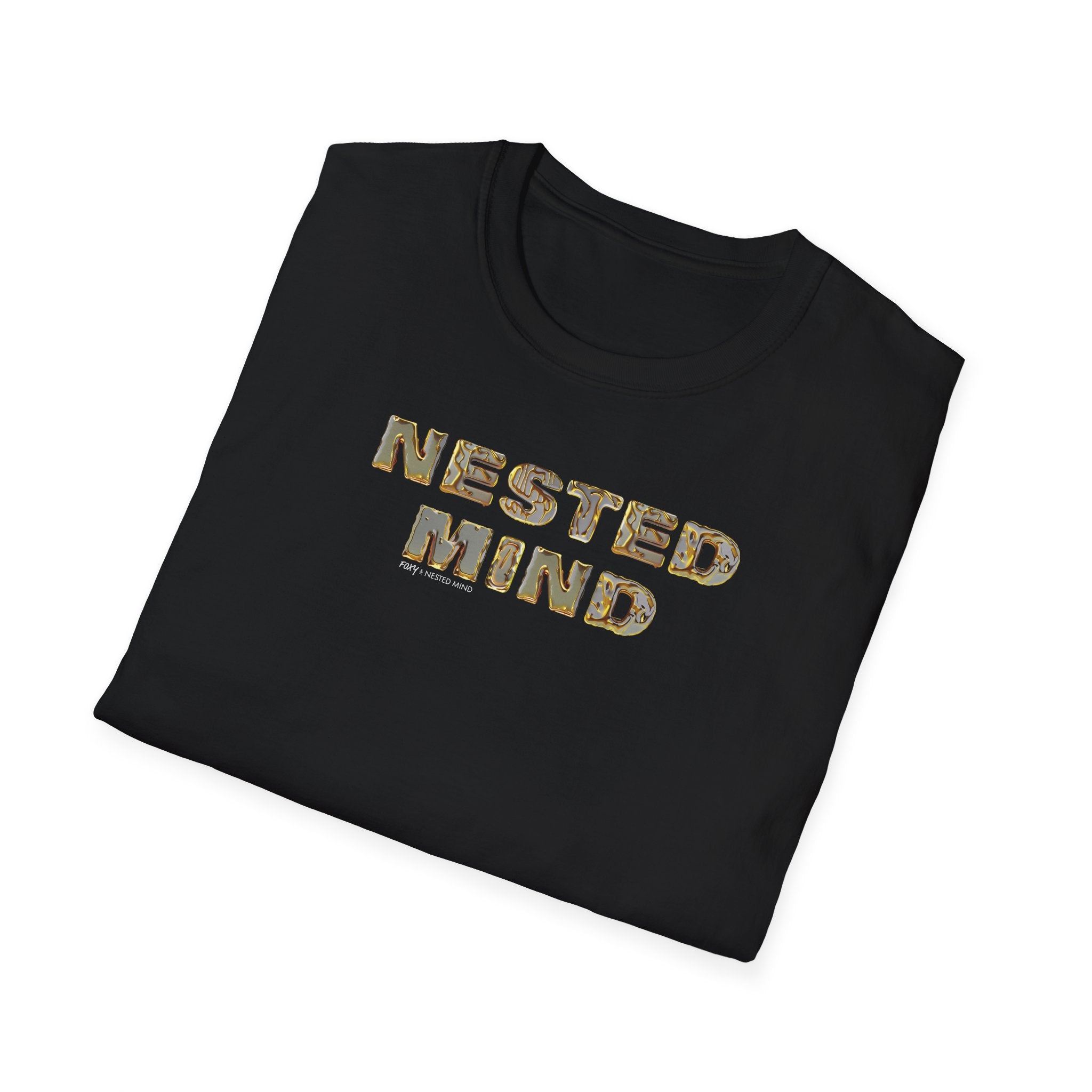 T-Shirt gold letters the spell Nested Mind