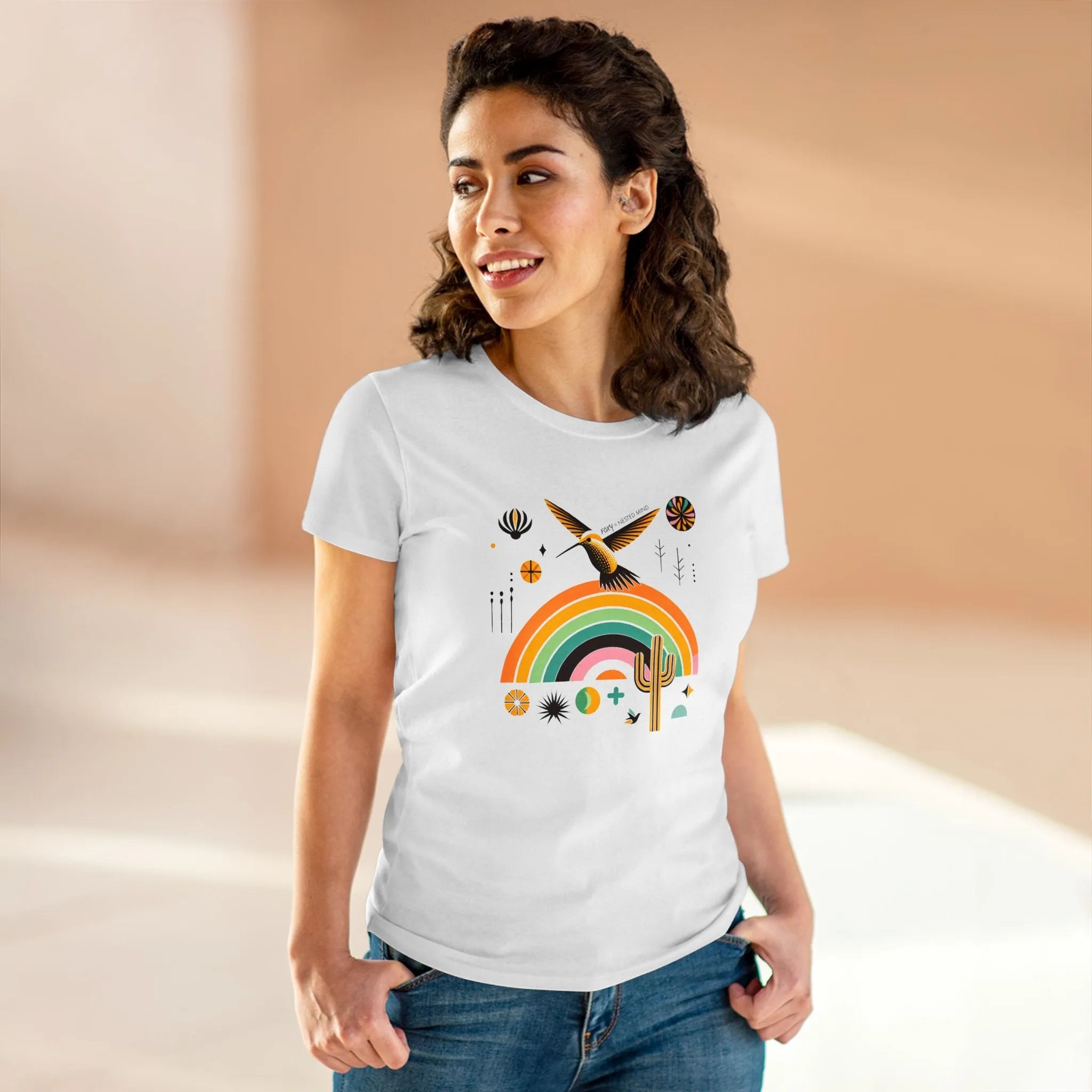 Desert Rainbow Hummingbird collage tshirt