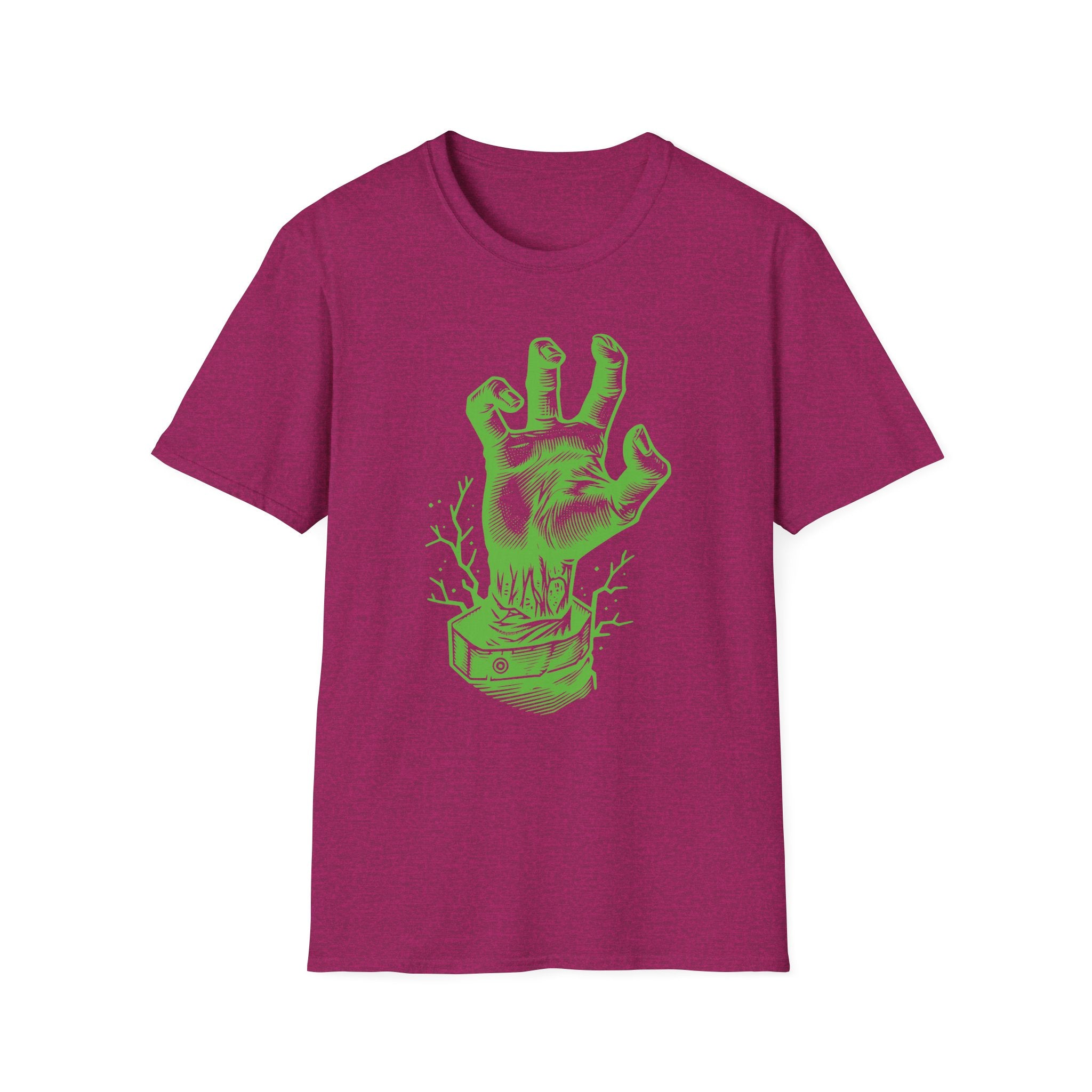 Frankenstein hand reaching out of coffin T-shirt